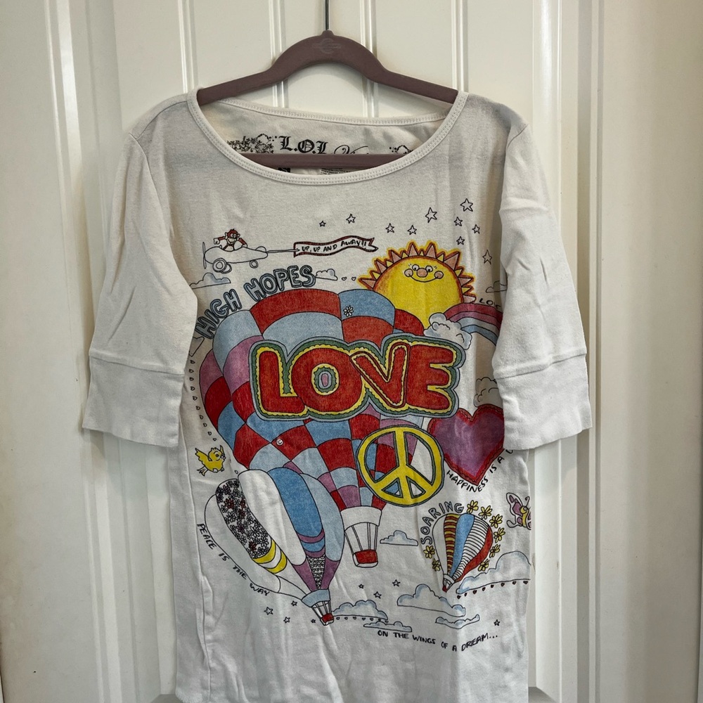L.O.L. Vintage Long Sleeve Love Graphic Tee - White